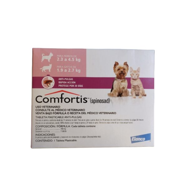 Comfortis perros: 2.3-4.5kg gatos: 1.9-2.7kg