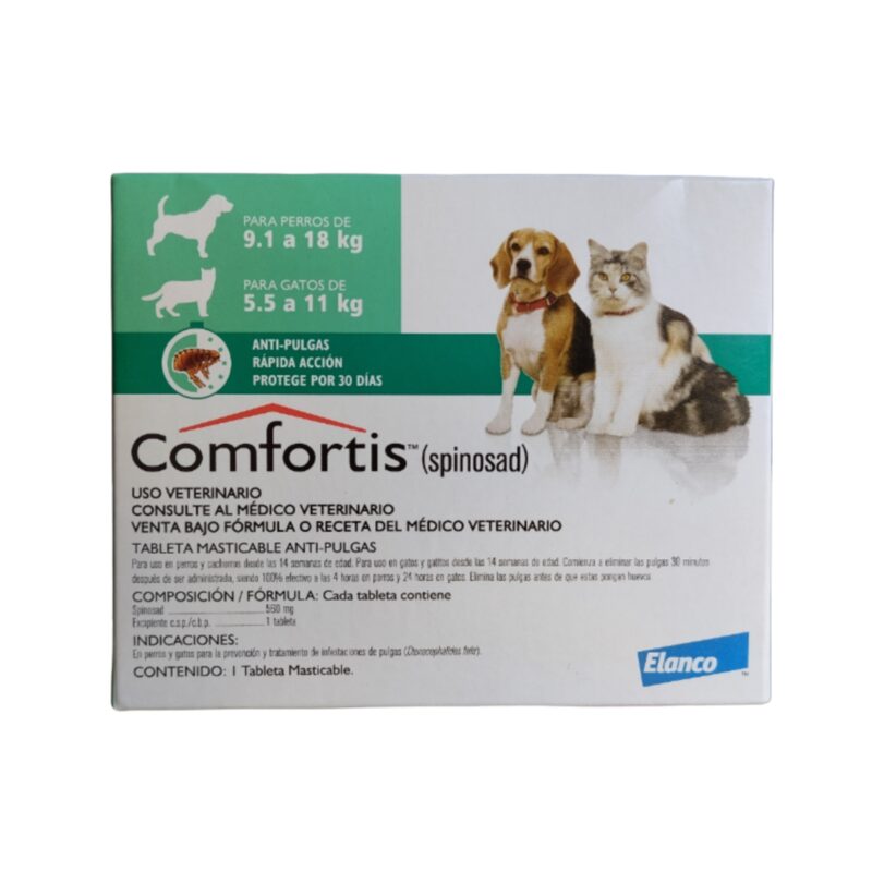 Comfortis perros: 9.1-18kl y gatos: 5.5-11kl